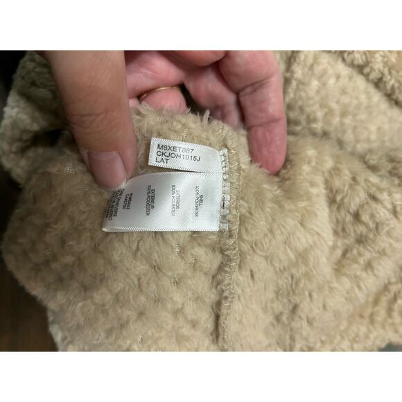 Calvin Klein women’s ivory/cream fuzzy Sherpa full zip jacket, size M - Picture 6 of 9